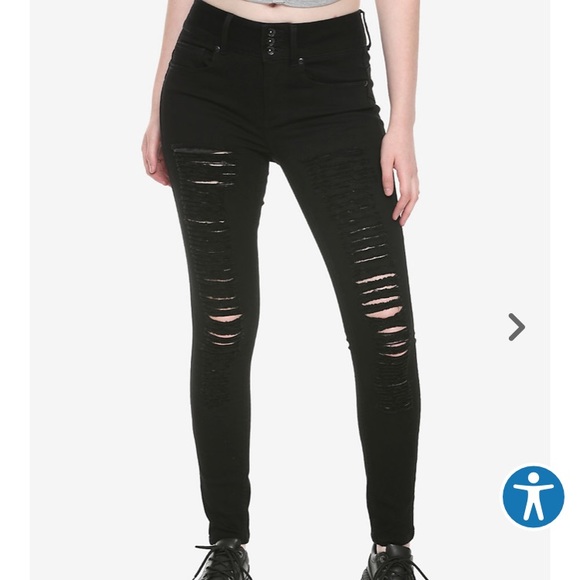 Hot Topic distressed black jeggings high waist - Picture 1 of 5